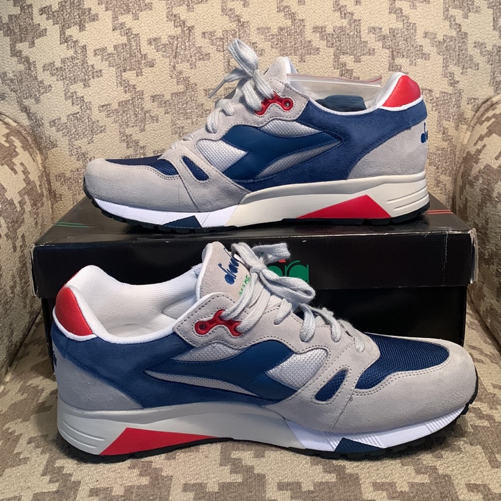 Mens Diadora S8000 Made in Italy Grey Red White Blue size 9.5 shoes - Picture 3 of 7